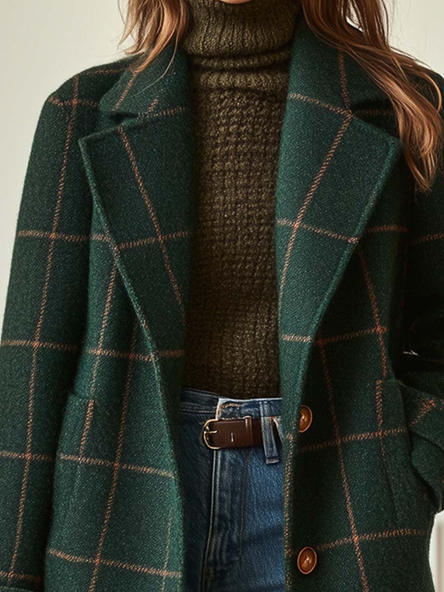 Florencia | Retro Check Tweed Coat - Vintage Style