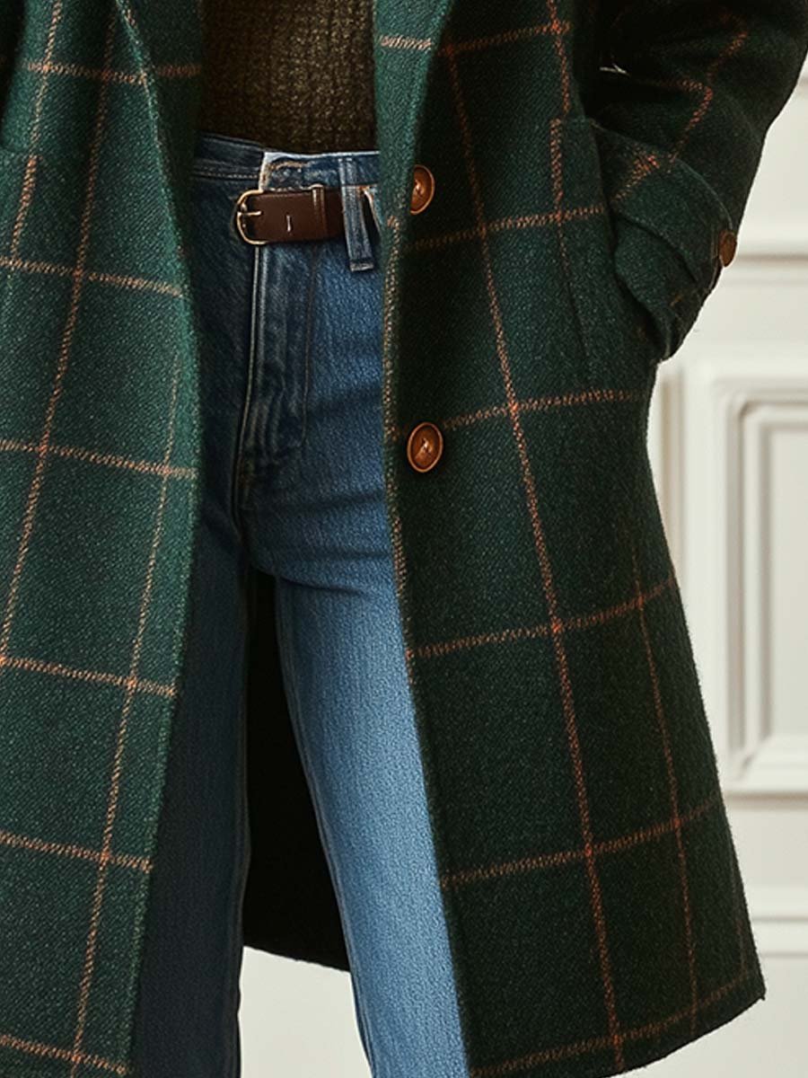 Florencia | Retro Check Tweed Coat - Vintage Style