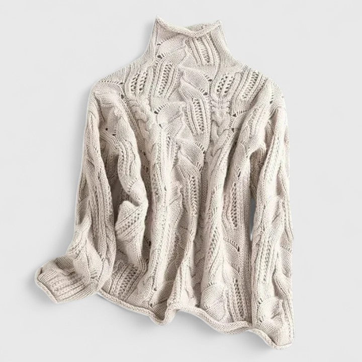 Nerida | Women's Cable Knit Mock Neck Jumper