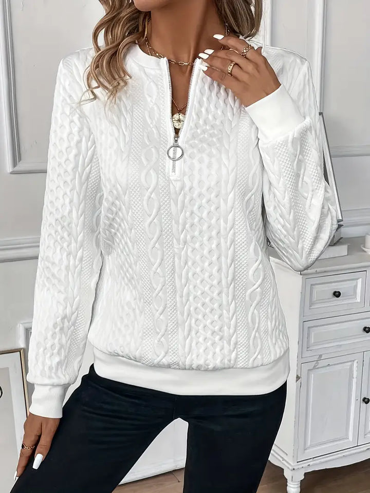 Raina | Women's Cable Knit Zip Up Sweater