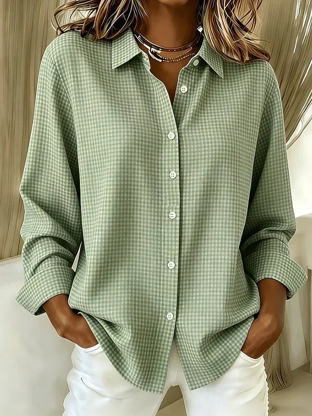 Hillrose™ | Relaxed Gingham Button-Front Blouse