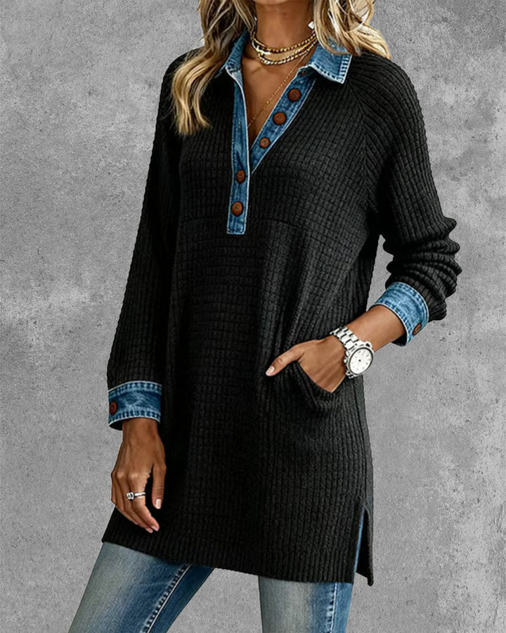 Winifred | Women's Collared Long Sleeve Tunic Sweater