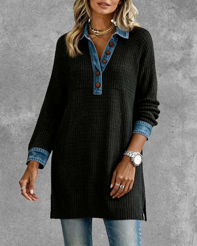 Winifred | Women's Collared Long Sleeve Tunic Sweater