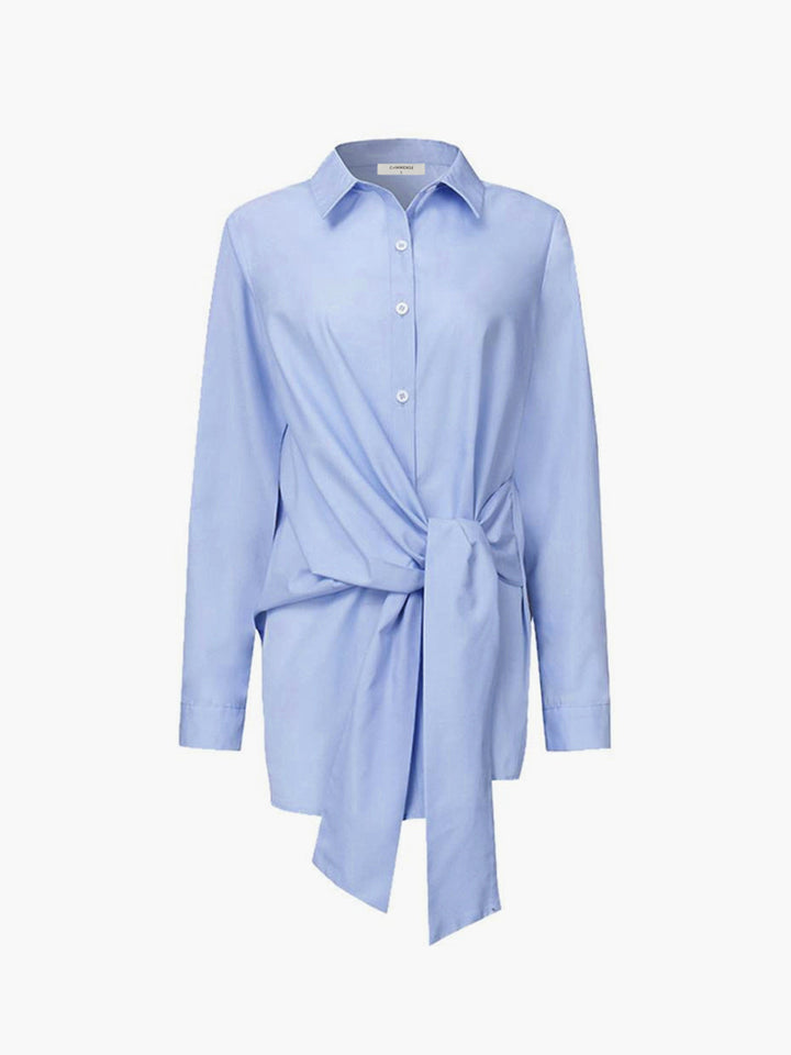 Zinnia | Women's Tie Waist Button Down Long Sleeve Shirt