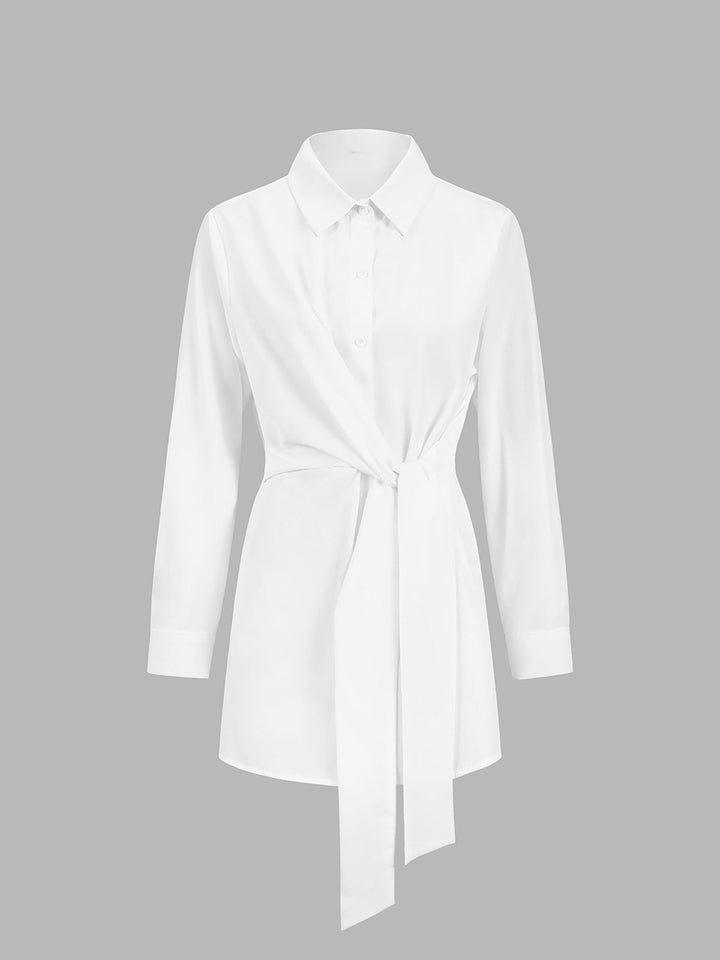Zinnia | Women's Tie Waist Button Down Long Sleeve Shirt
